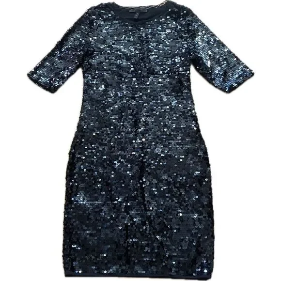 BCBGMaxAzria Marta Sequin Holiday Black Bodycon Stretchy Dress NWT $338 M BCBGMaxAzria Marta Sequin Holiday Black Bodycon Stretchy Dress NWT $338 M